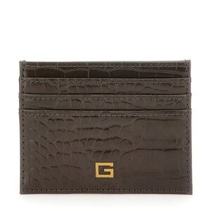 Guess Embossed Leather Card Holder - Brown